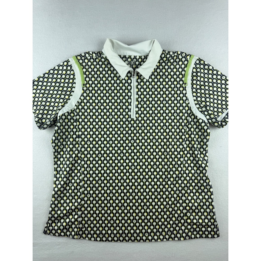 Tail Tech Womens XL Golf Polo Shirt Quarter Zip Tee Print Black Yellow GD0050